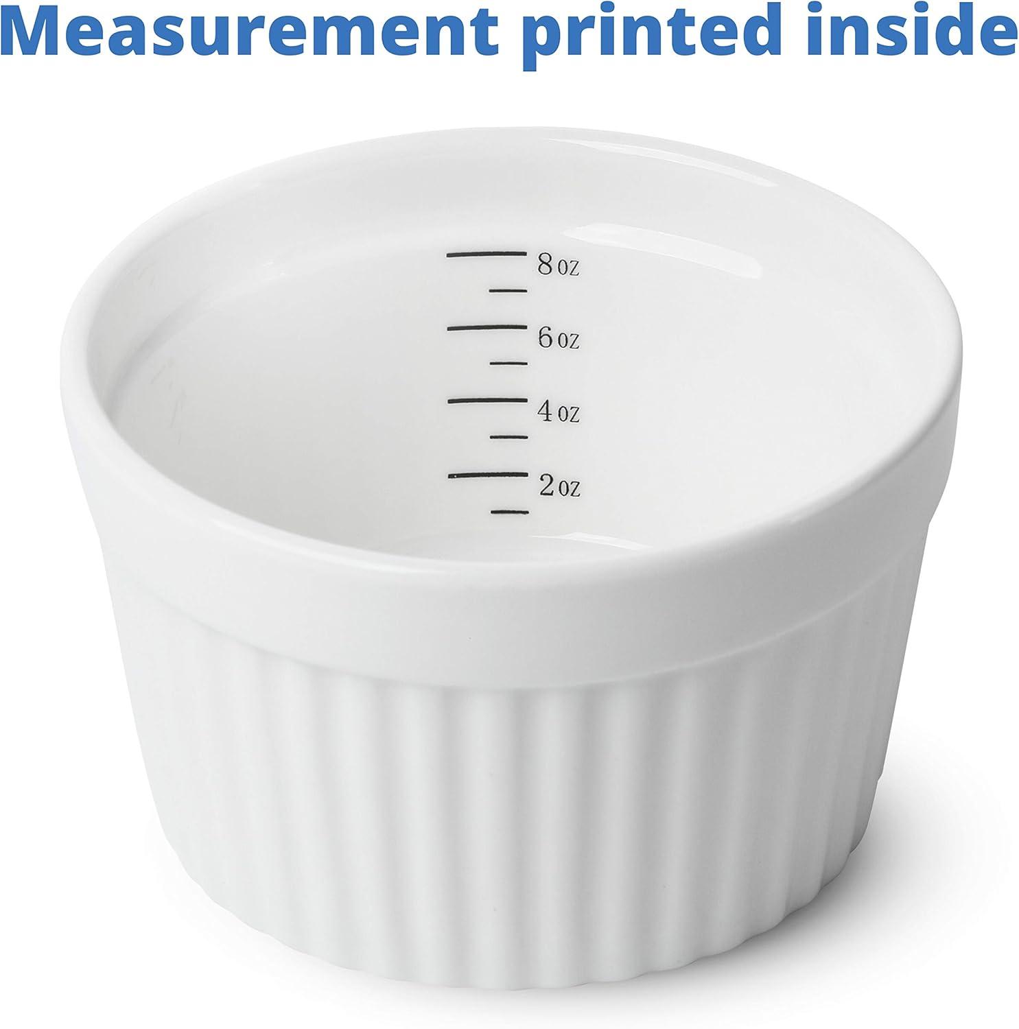 imageBTaT Ramekins Set of 6 Ramekins 8 oz Assorted Color Ramekins for Baking Ramekin with Measurement Markings Creme Brulee Dishes Souffle Cups Custard Cups Ceramic Bakeware