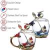 imageBTaT Floral Glass Tea Cups with Lids ampamp Spoon Set Pack of 2 11 oz Blue ampamp Red Flower Design with Gift Box Fancy Tea Cups Dishwasher Safe