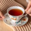 imageBTaT Floral Tea Cups and Saucers Set of 4 7 oz Porcelain Tea Cup Sets Assorted Colors with Gold Trim ampamp Gift Box Dishwasher ampamp Freezer SafeMajestic Crane