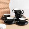 imageBTaT Porcelain Tea Cups and Saucers  6oz Black Set of 6 AdultsBlack