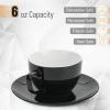 imageBTaT Porcelain Tea Cups and Saucers  6oz Black Set of 6 AdultsBlack