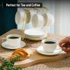 imageBTaT Porcelain Tea Cups and Saucers  6oz Black Set of 6 AdultsDaisy White