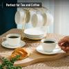 imageBTaT Porcelain Tea Cups and Saucers  6oz Black Set of 6 AdultsDaisy White