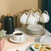imageBTaT Porcelain Tea Cups and Saucers  6oz Black Set of 6 AdultsDaisy White