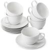 imageBTaT Porcelain Tea Cups and Saucers  6oz Black Set of 6 AdultsDaisy White