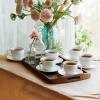 imageBTaT Porcelain Tea Cups and Saucers  6oz Black Set of 6 AdultsDaisy White