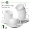 imageBTaT Porcelain Tea Cups and Saucers  6oz Black Set of 6 AdultsDaisy White