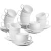 imageBTaT Porcelain Tea Cups and Saucers  6oz Black Set of 6 AdultsDaisy White