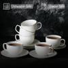 imageBTaT Porcelain Tea Cups and Saucers  6oz Black Set of 6 AdultsWhite with gold trim