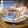 imageBTaT Tea Cups and Saucers Set of 6 Floral 8oz Porcelain Cups for Tea Part RoseIndigo Bloom