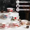 imageBTaT Tea Cups and Saucers Set of 6 Floral 8oz Porcelain Cups for Tea Part RoseMulticolor
