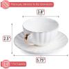 imageBTaT White Tea Cups and Saucers Set of 6 7 oz Porcelain White Tea Cup Set with Golden Trim Design Dishwasher SafeWhite