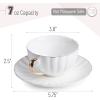 imageBTaT White Tea Cups and Saucers Set of 6 7 oz Porcelain White Tea Cup Set with Golden Trim Design Dishwasher SafeWhite