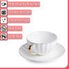 imageBTaT White Tea Cups and Saucers Set of 6 7 oz Porcelain White Tea Cup Set with Golden Trim Design Dishwasher SafeWhite