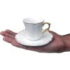 imageBrew To A Tea White Espresso Cups with Saucers Set of 6 24 oz Porcelain Turkish Coffee Cup Set with Gold Trim Design ampamp Gift Box Dishwasher SafeWhite