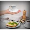 imageBrew To A Tea White Espresso Cups with Saucers Set of 6 24 oz Porcelain Turkish Coffee Cup Set with Gold Trim Design ampamp Gift Box Dishwasher SafeWhite