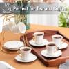 imageBrew To A Tea White Espresso Cups with Saucers Set of 6 24 oz Porcelain Turkish Coffee Cup Set with Gold Trim Design ampamp Gift Box Dishwasher SafeWhite
