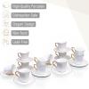 imageBrew To A Tea White Espresso Cups with Saucers Set of 6 24 oz Porcelain Turkish Coffee Cup Set with Gold Trim Design ampamp Gift Box Dishwasher SafeWhite