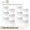 imageBrew To A Tea White Espresso Cups with Saucers Set of 6 24 oz Porcelain Turkish Coffee Cup Set with Gold Trim Design ampamp Gift Box Dishwasher SafeWhite