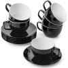 imageBTaT Porcelain Tea Cups and Saucers  6oz Black Set of 6 AdultsBlack