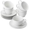 imageBTaT Porcelain Tea Cups and Saucers  6oz Black Set of 6 AdultsDaisy White