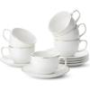 imageBTaT Porcelain Tea Cups and Saucers  6oz Black Set of 6 AdultsWhite with gold trim