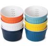 imageBTaT Ramekins Set of 6 Ramekins 8 oz Assorted Color Ramekins for Baking Ramekin with Measurement Markings Creme Brulee Dishes Souffle Cups Custard Cups Ceramic Bakeware