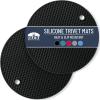 imageBTaT Silicone Trivet Mats 2 Pack Rose Red Hot Pads for Kitchen Trivets for Pots and Pans Hot Pad for DishesBlack