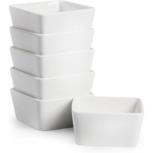 imageBTT  Ramekins 8 oz Square Set of 6 Ramekins for Baking Creme Brulee Dishes Souffle Cups Flan Pan Sauce Cups Custard Cups Pudding Cups Ramiken Set Dipping Bowls8 oz  6 Pack