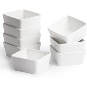 imageBTT  Ramekins 8 oz Square Set of 6 Ramekins for Baking Creme Brulee Dishes Souffle Cups Flan Pan Sauce Cups Custard Cups Pudding Cups Ramiken Set Dipping Bowls8 oz  8 Pack