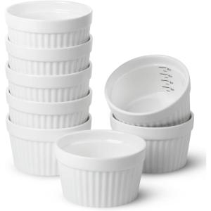 imageBTaT Ramekins 8 oz Set of 8 Ramekins for Baking Ramekin with Measurement Markings Creme Brulee Dishes Souffle Cups Custard Cups Ceramic Bakeware Souffle Dish Small Ceramic Bowl