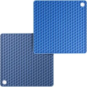 imageBTaT Silicone Trivet Mats 2 Pack Rose Red Hot Pads for Kitchen Trivets for Pots and Pans Hot Pad for DishesBlue