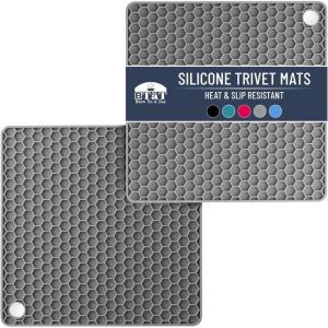 imageBTaT Silicone Trivet Mats 2 Pack Rose Red Hot Pads for Kitchen Trivets for Pots and Pans Hot Pad for DishesGray