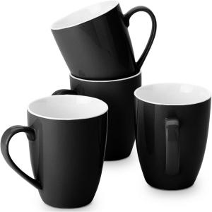 imageBrew To A Tea  Gray Fine Bone China Porcelain Coffee Mugs Set of 4 16 oz EachBlack