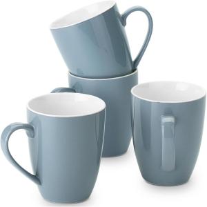 imageBrew To A Tea  Gray Fine Bone China Porcelain Coffee Mugs Set of 4 16 oz EachGray