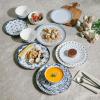 imageBTaT Bone China Dinnerware Sets for 4 12 pcs Blue Garden Elegance 4 Different Design Ceramic Plates and Bowls Sets for 4 Microwave Oven Dishwasher ampamp Freezer Safe