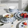 imageBTaT Bone China Dinnerware Sets for 4 12 pcs Blue Garden Elegance 4 Different Design Ceramic Plates and Bowls Sets for 4 Microwave Oven Dishwasher ampamp Freezer Safe