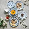 imageBTaT Bone China Dinnerware Sets for 4 12 pcs Blue Garden Elegance 4 Different Design Ceramic Plates and Bowls Sets for 4 Microwave Oven Dishwasher ampamp Freezer Safe