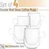 imageBTaT Double Wall Glass Coffee Mugs  12 oz 350ml Set of 4 Clear Latte Mugs12 oz