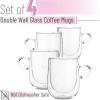 imageBTaT Double Wall Glass Coffee Mugs  12 oz 350ml Set of 4 Clear Latte Mugs16 oz