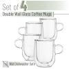 imageBTaT Double Wall Glass Coffee Mugs  12 oz 350ml Set of 4 Clear Latte Mugs3 oz
