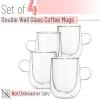 imageBTaT Double Wall Glass Coffee Mugs  12 oz 350ml Set of 4 Clear Latte Mugs5 oz