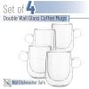 imageBTaT Double Wall Glass Coffee Mugs  12 oz 350ml Set of 4 Clear Latte Mugs8 oz