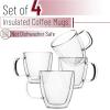 imageBTaT Double Wall Glass Cups Set of 4 8 oz 240 ml Tea Cups Glass Coffee Mugs Cappuccino Cups Latte Cups Latte Mug Clear Coffee Cup Espresso Glass Glass Tea Cups Glass Coffee CupsClear