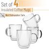 imageBTaT Double Wall Glass Cups Set of 4 8 oz 240 ml Tea Cups Glass Coffee Mugs Cappuccino Cups Latte Cups Latte Mug Clear Coffee Cup Espresso Glass Glass Tea Cups Glass Coffee CupsClear