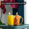 imageBTaT Fancy Coffee Mugs with Spoon 12 oz Set of 2 Floral Pink and Blue Ceramic Fancy Gifts for Women Tea Mugs for Women Flower Tea CupYellow and Orange
