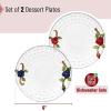 imageBTaT Fancy Dessert Plates with Gift Box 6 Inch Set of 2 Glass Dessert Plates with Blue and Red Flowers Round Glass Plate