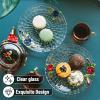 imageBTaT Fancy Dessert Plates with Gift Box 6 Inch Set of 2 Glass Dessert Plates with Blue and Red Flowers Round Glass Plate