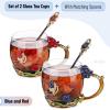 imageBTaT Fancy Tea Cups Pack of 2 Glass Tea Cup Gift Gifts for Women Tea Mugs for Women Flower Tea Cup Blown Glass