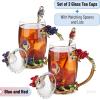 imageBTaT Fancy Tea Cups with Lids Pack of 2 Glass Tea Cup Gift Gifts for Women Blown Glass TeaCup
